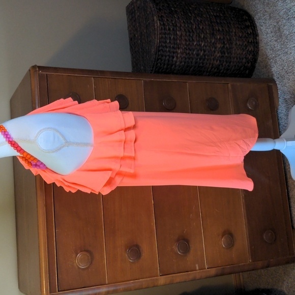 APT. 9 HOT CORAL Barbie RUFFLE ONE SHOULDER MIDI DRESS Sz Large - Picture 10 of 16